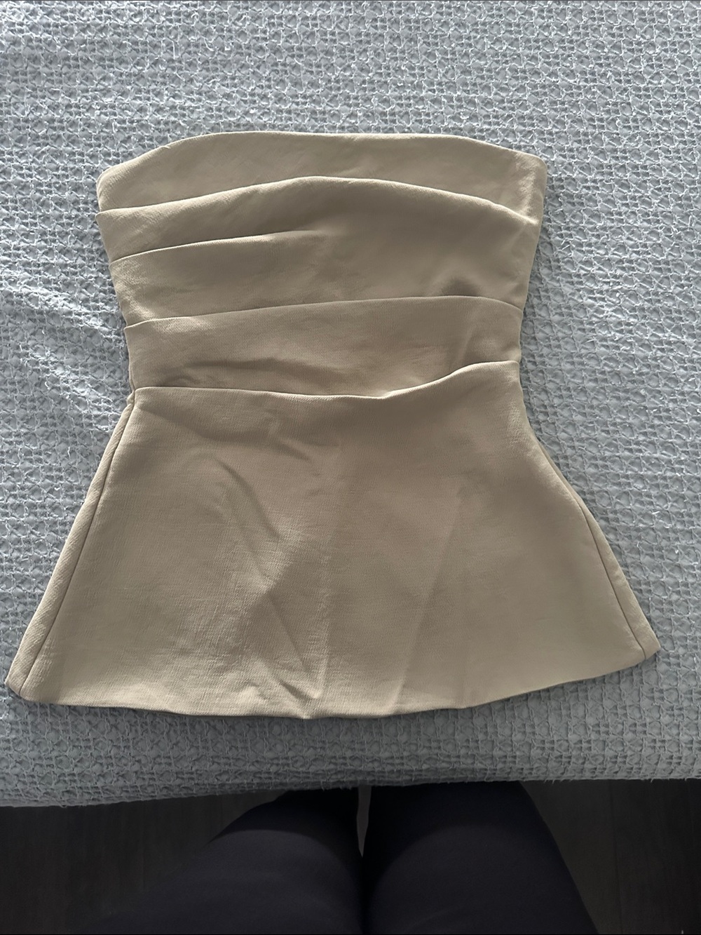 Aritzia Strapless Beige Peplum Dress
